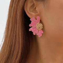 2pcs Alloy Flower Stud Earrings Vintage Style
