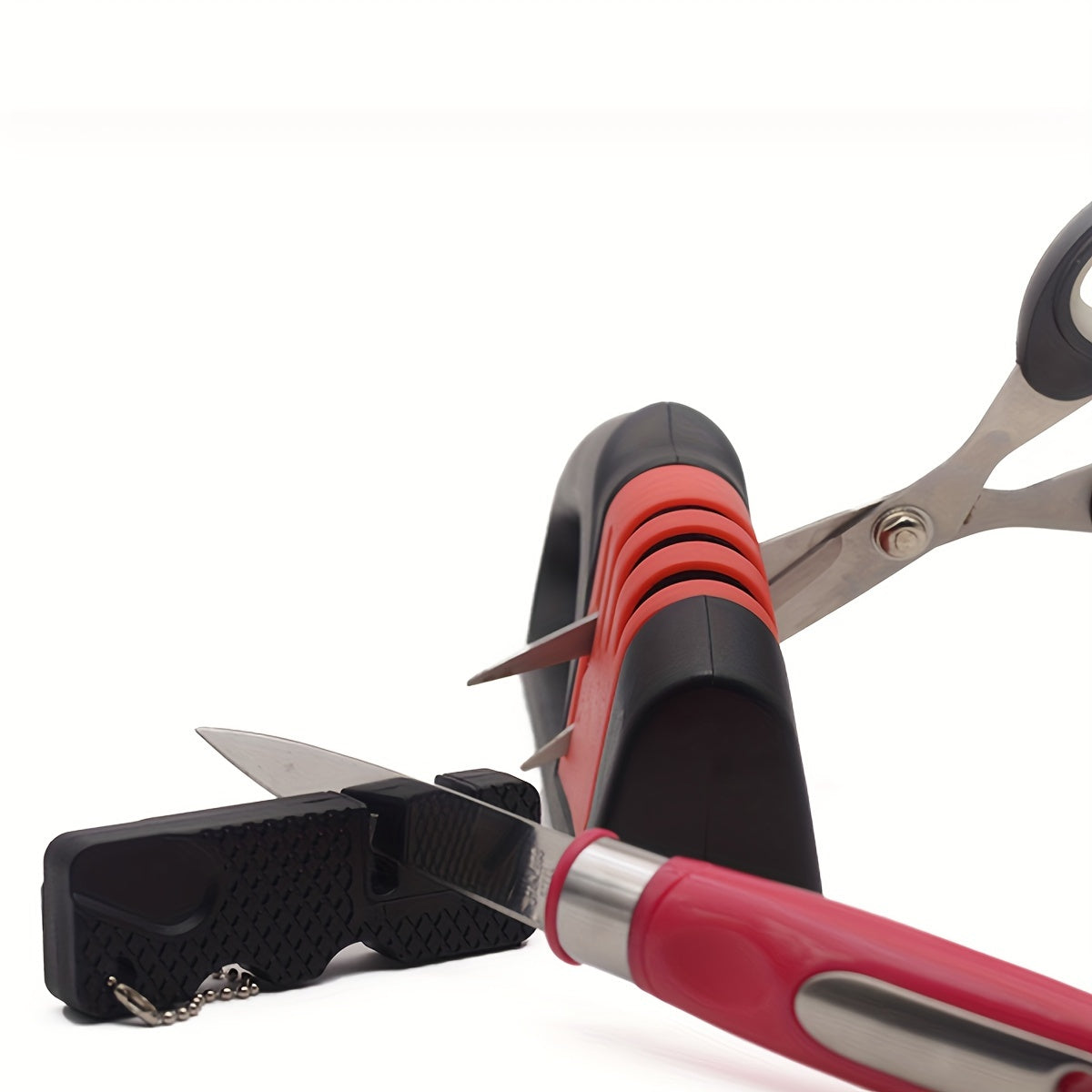 2pcs 4-In-1 Kitchen Scissors Sharpener Outdoor Camping Pocket Survival Tool