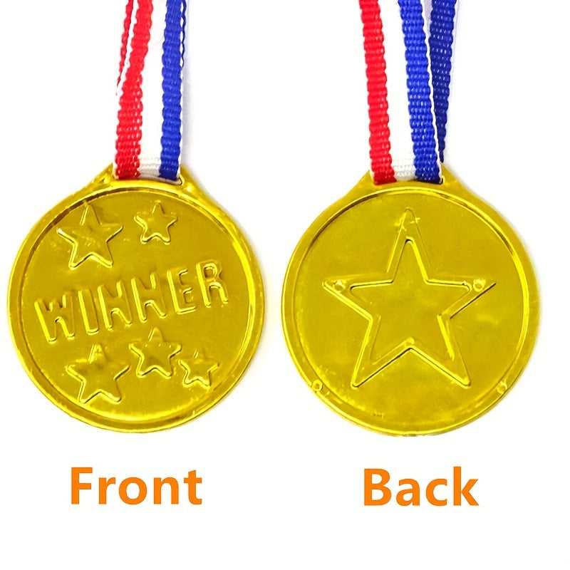 Plastic Winner Award Medals For Kids - Olympic Style Medals With Neck Ribbon