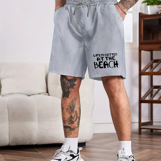 Men's Beach Print Comfy Summer Shorts Casual Loose Drawstring Shorts