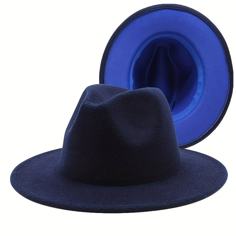 Double Sided Felt Jazz Hat Solid Warm Cowboy Hat
