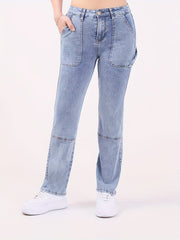 High Rise Straight Leg Jeans