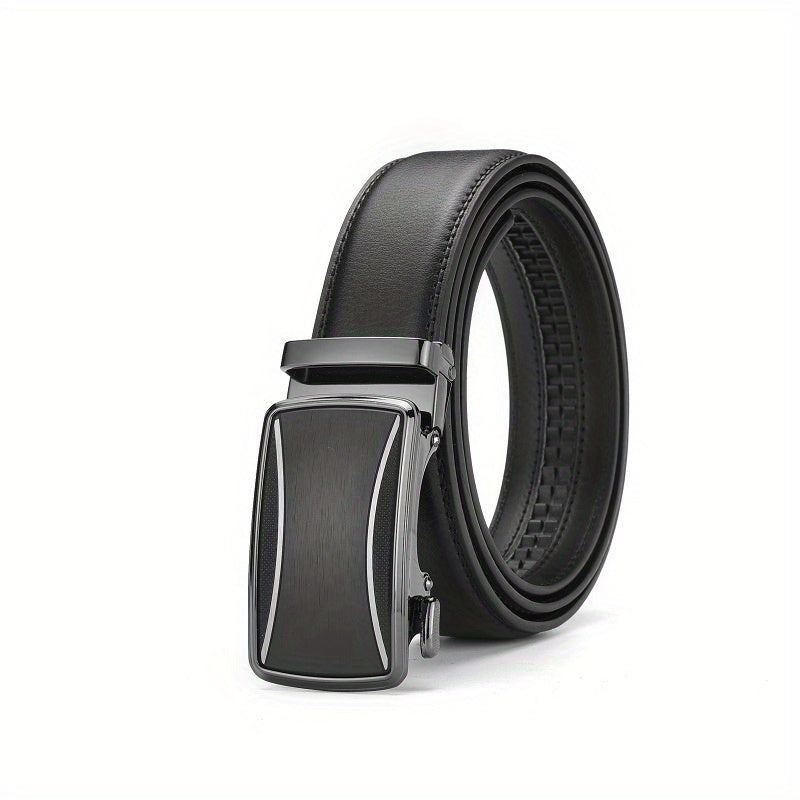 Men's Leather Belt Automatic Buckle Business Suit Waist Strap High Belt