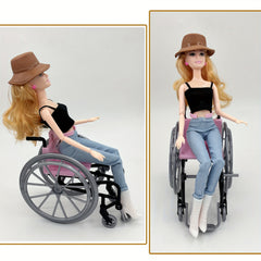 5 Inch Plastic Doll Wheelchair Toy for Doll House Gift
