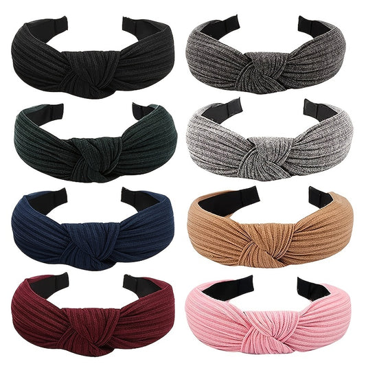 8pcs Non-slip Knotted Headbands Soft Fabric Hairband