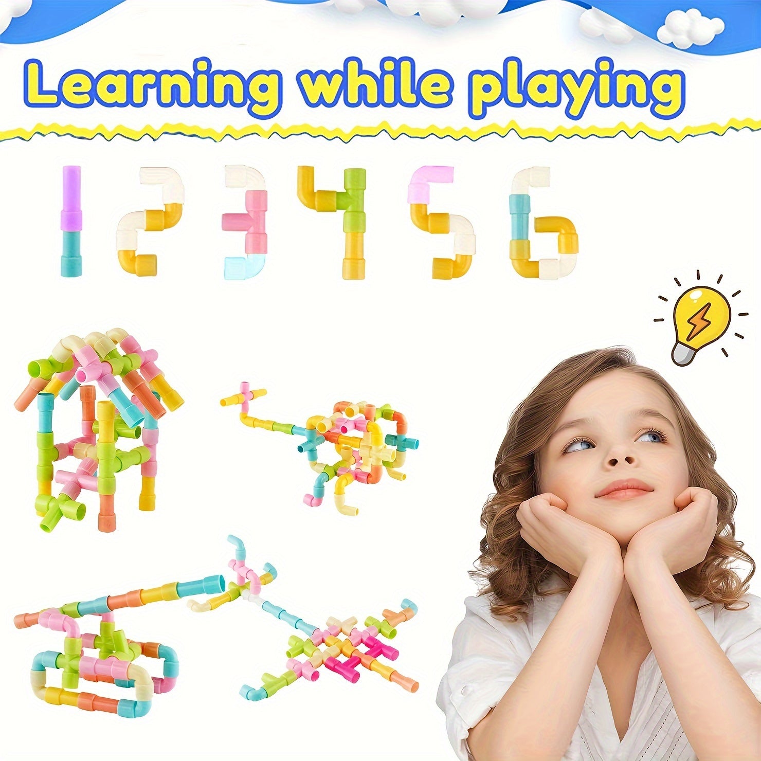 Pipe Tube Building Blocks Set Educational Construction Toy