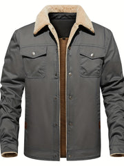 Men's Sherpa Lining Winter Jacket Cotton Cargo Coat
