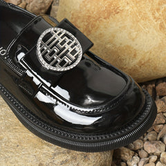 Women's Patent Leather Flat Loafers Round Toe Slip-On Comfort Shoes