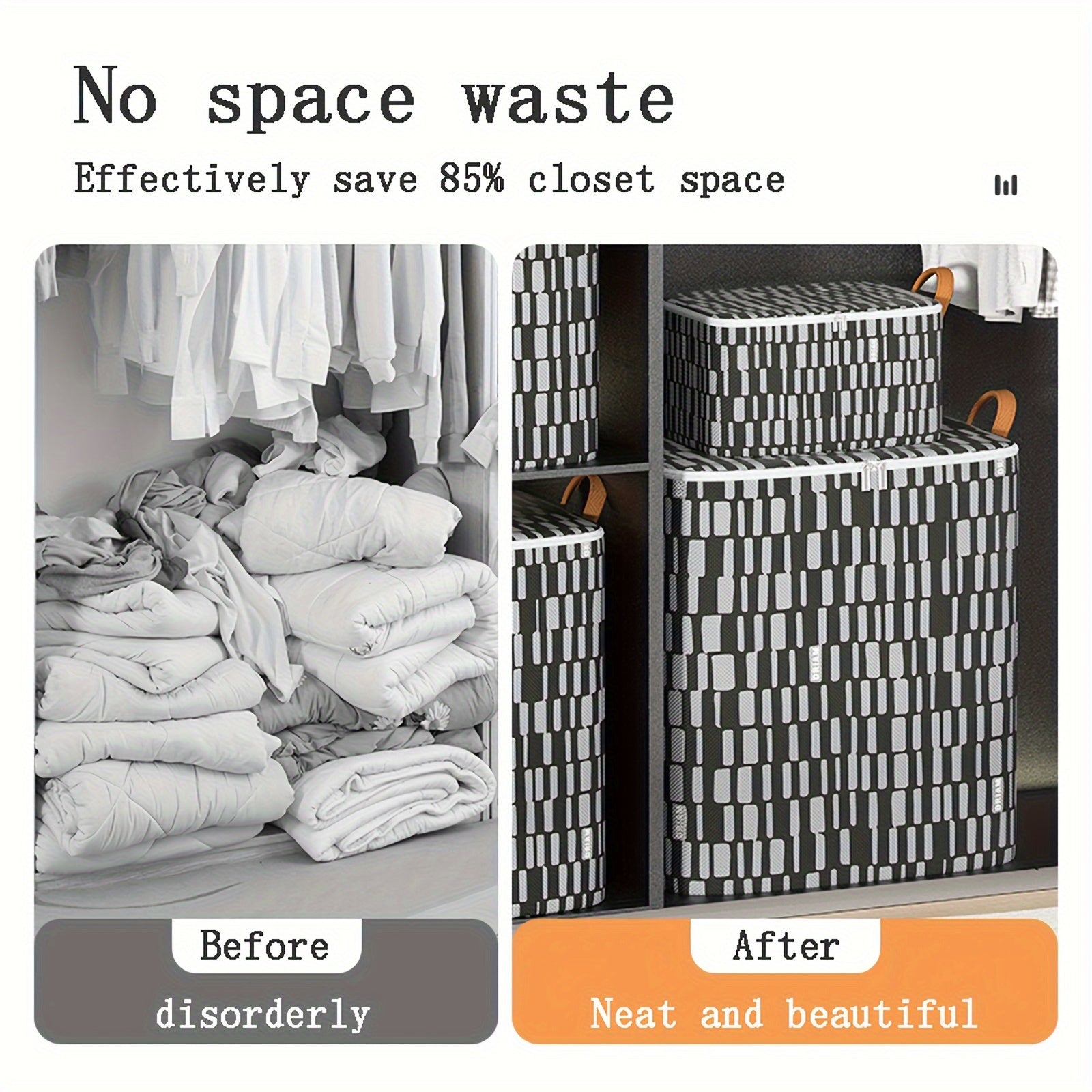 1pc Clothes Storage Bag With Handles Non Woven Fabric Clothes Bag