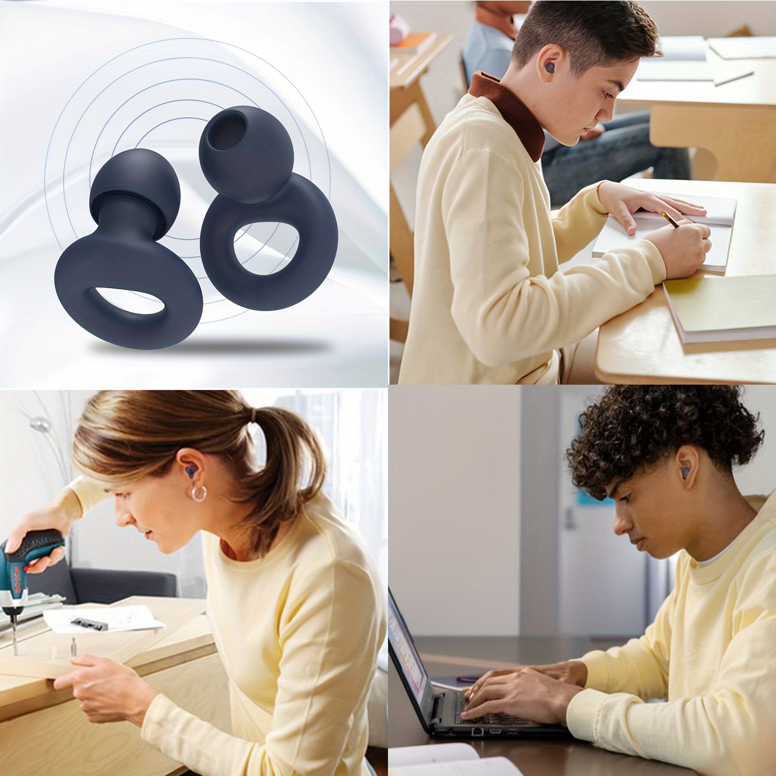 Quiet Ear Plugs for Noise Reduction in Soft Silicone for Sleep Sensitivity