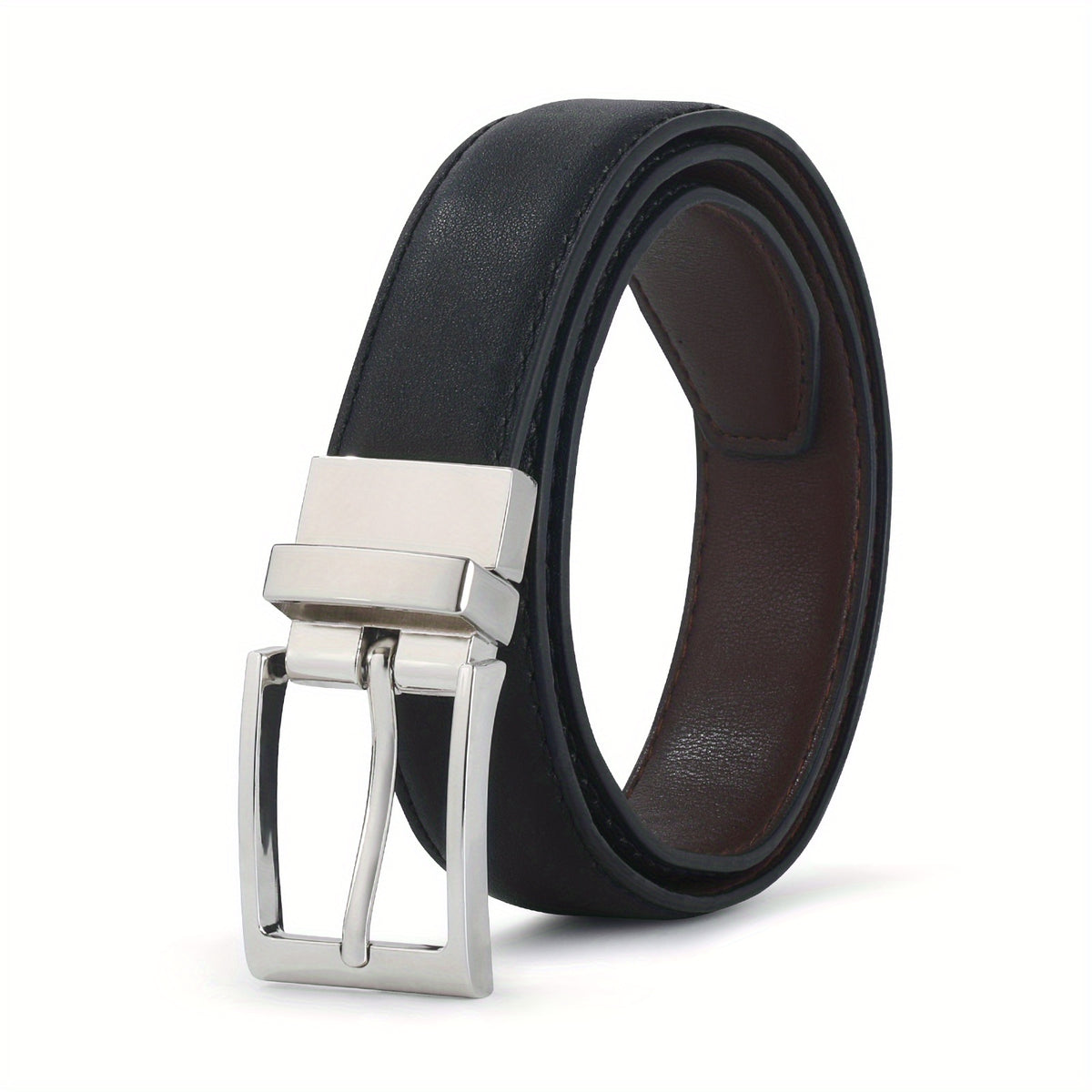 Classic PU Leather Double Sided Adjustable Waist Belt for Boys