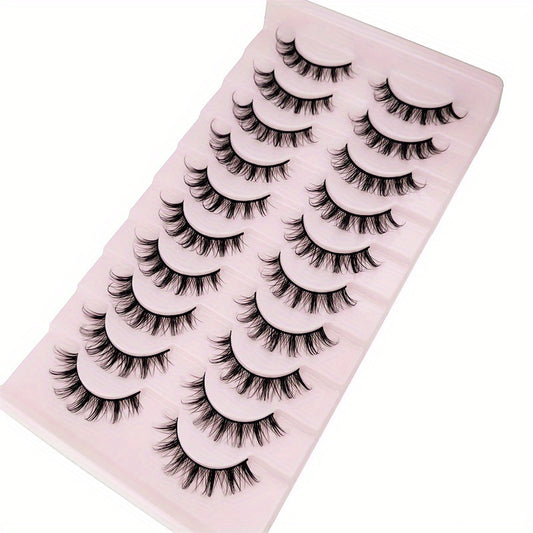 10 Pairs D Curl Anime Lashes Natural Fluffy Cosplay False Eyelashes