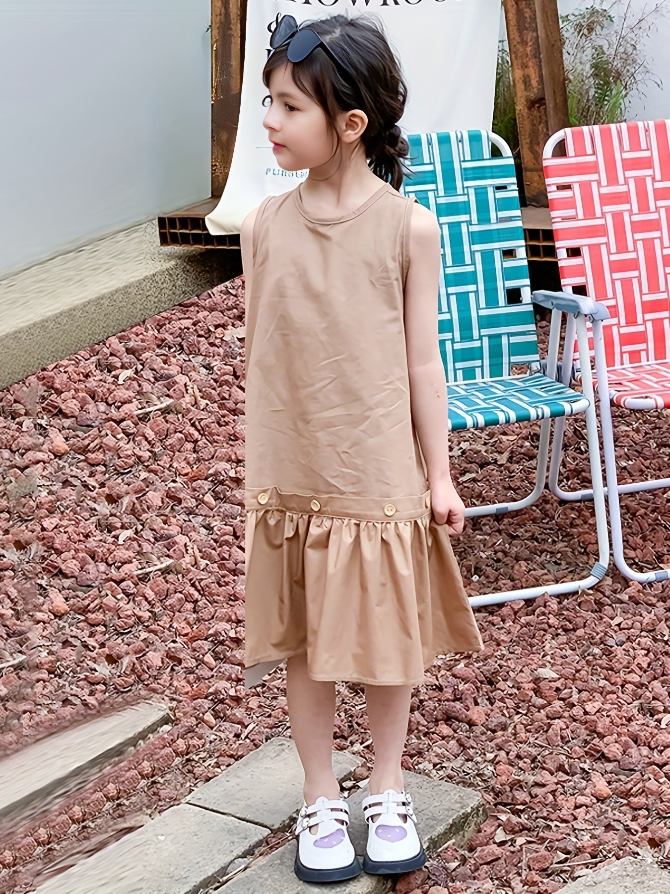 Girl's Sleeveless Cotton Dress for Summer Party