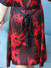  Floral Print Satin Nightgown Set