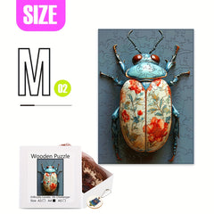 3D Puzzling Insect Puzzle Vibrant Beetle with Floral Wooden Ideal for Ages 3