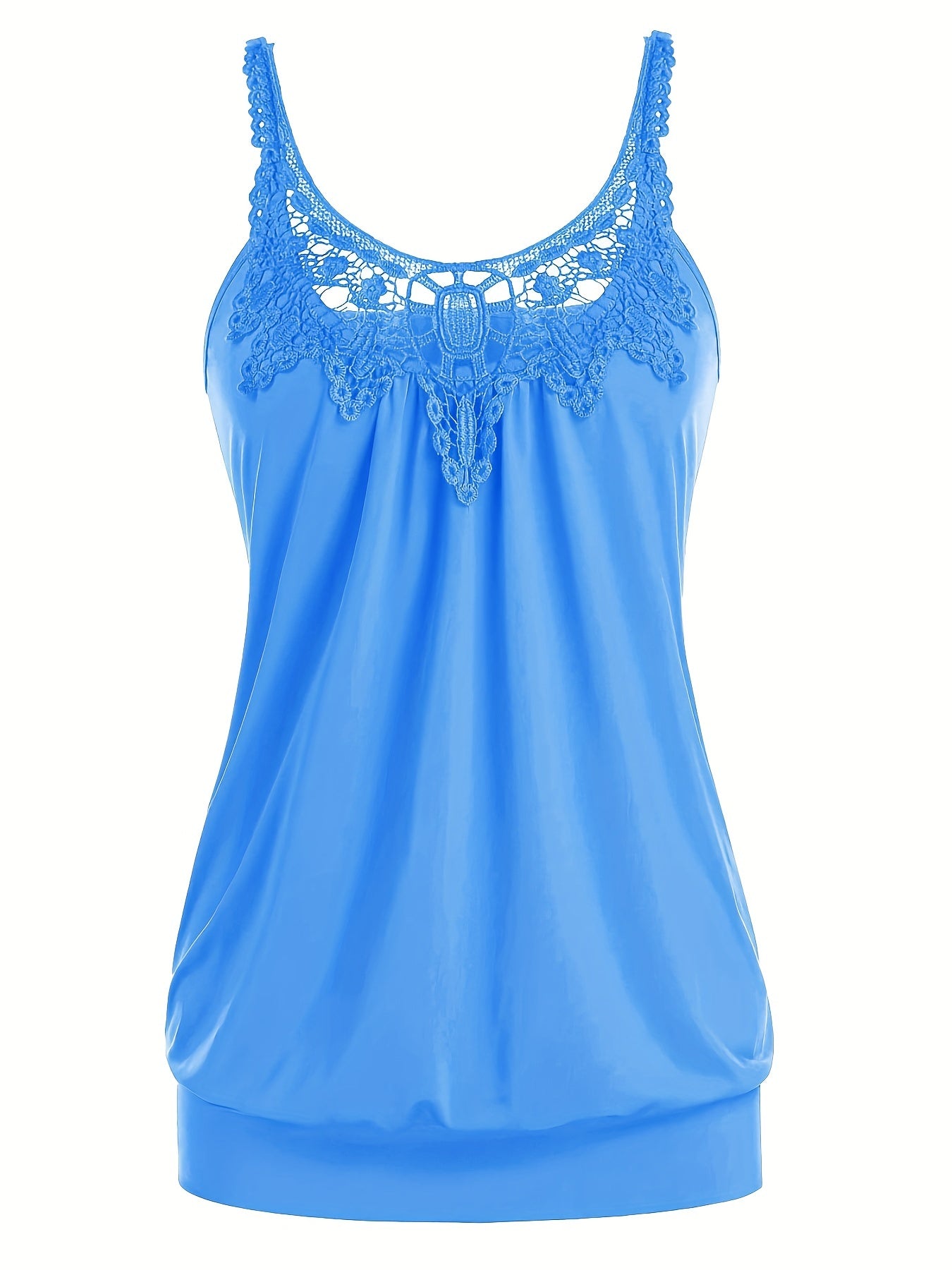 Lace Trim Sleeveless Stitching Tank Top