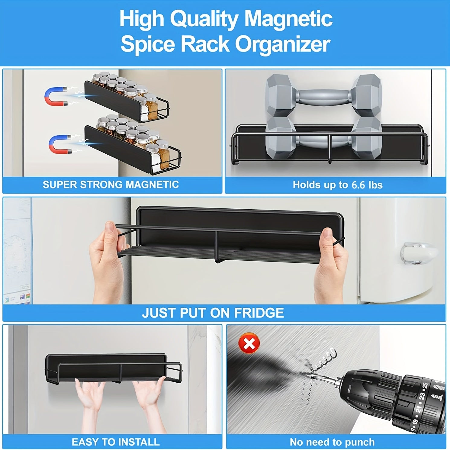 Magnetic Spice Rack Organizer for Fridge and Microwave