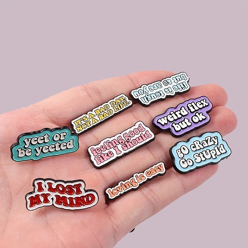 Funny Quote Enamel Pins Badges Letters Dialog Bag Brooches Cartoon Lapel Pin