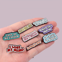 Funny Quote Enamel Pins Badges Letters Dialog Bag Brooches Cartoon Lapel Pin
