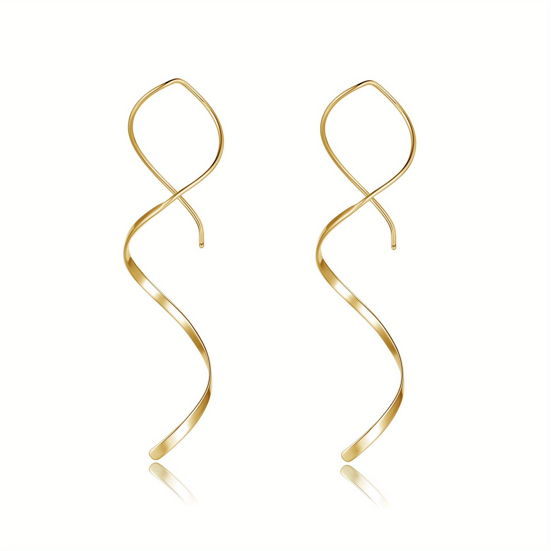 Spiral Threader Earrings Bohemian Ethnic Style Silver Plated Jewelry