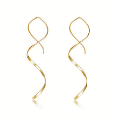 Spiral Threader Earrings Bohemian Ethnic Style Silver Plated Jewelry