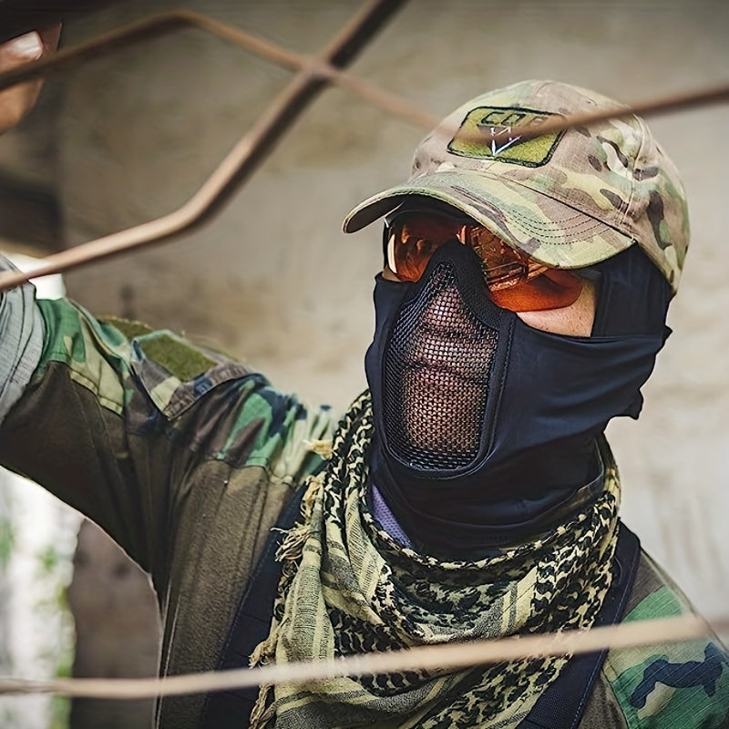 Tactical Full Face Balaclava Cap Metal Mesh Mask for Airsoft Paintball