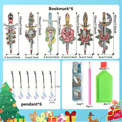 6 Pack Diamond Painting Bookmarks DIY with Tassels Resin Rhinestone Set