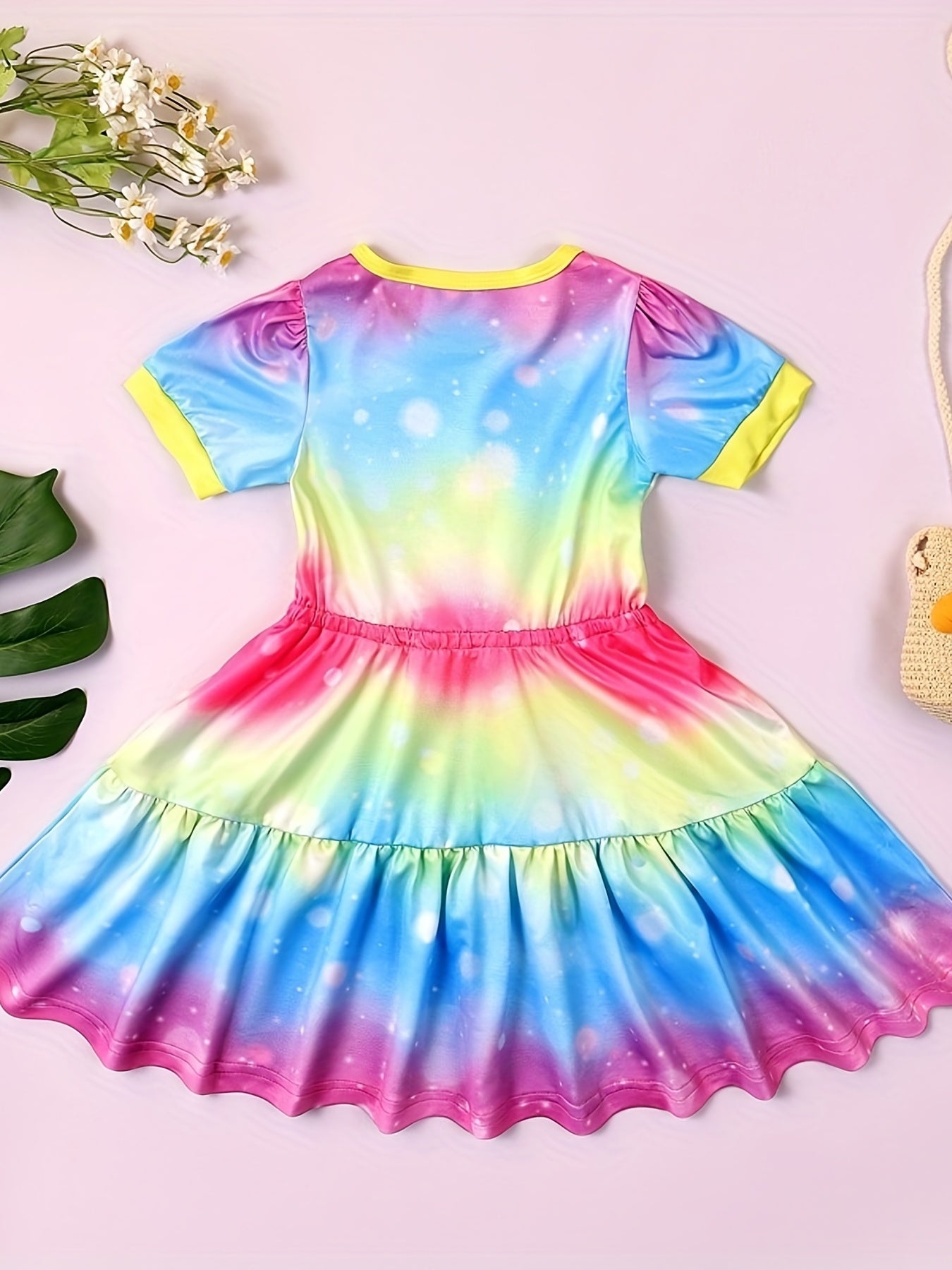 Kid Girls Unicorn Dress Short Sleeve Casual Kids Outfit