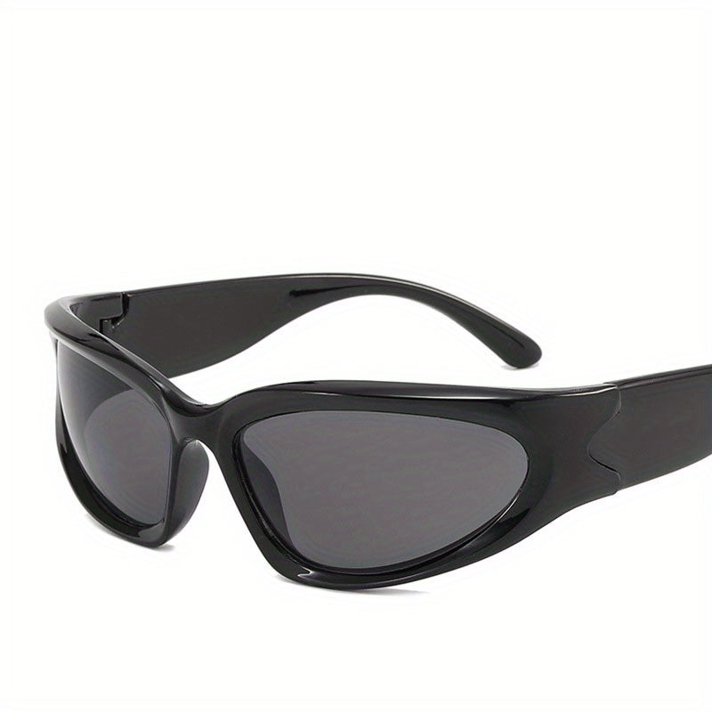 Y2K Wrap Around Sunglasses Cyberpunk Futuristic Mirror Lens Glasses UV400