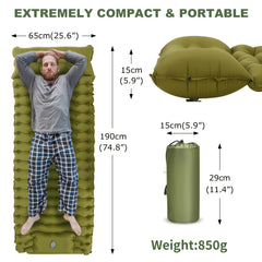 Ultralight Inflatable Sleeping Pad with Pillow & Pump