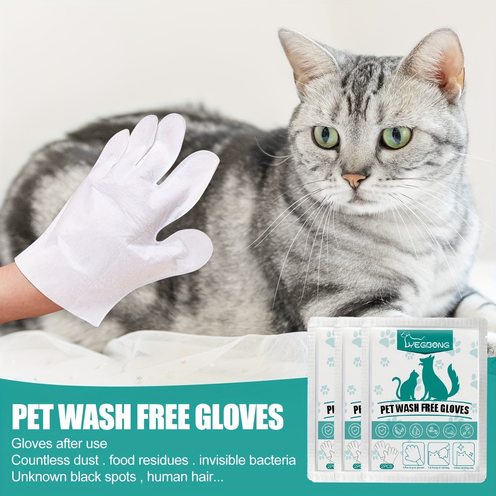 Deodorizing Pet Cleaning Gloves for Dry and Wet Cleaning