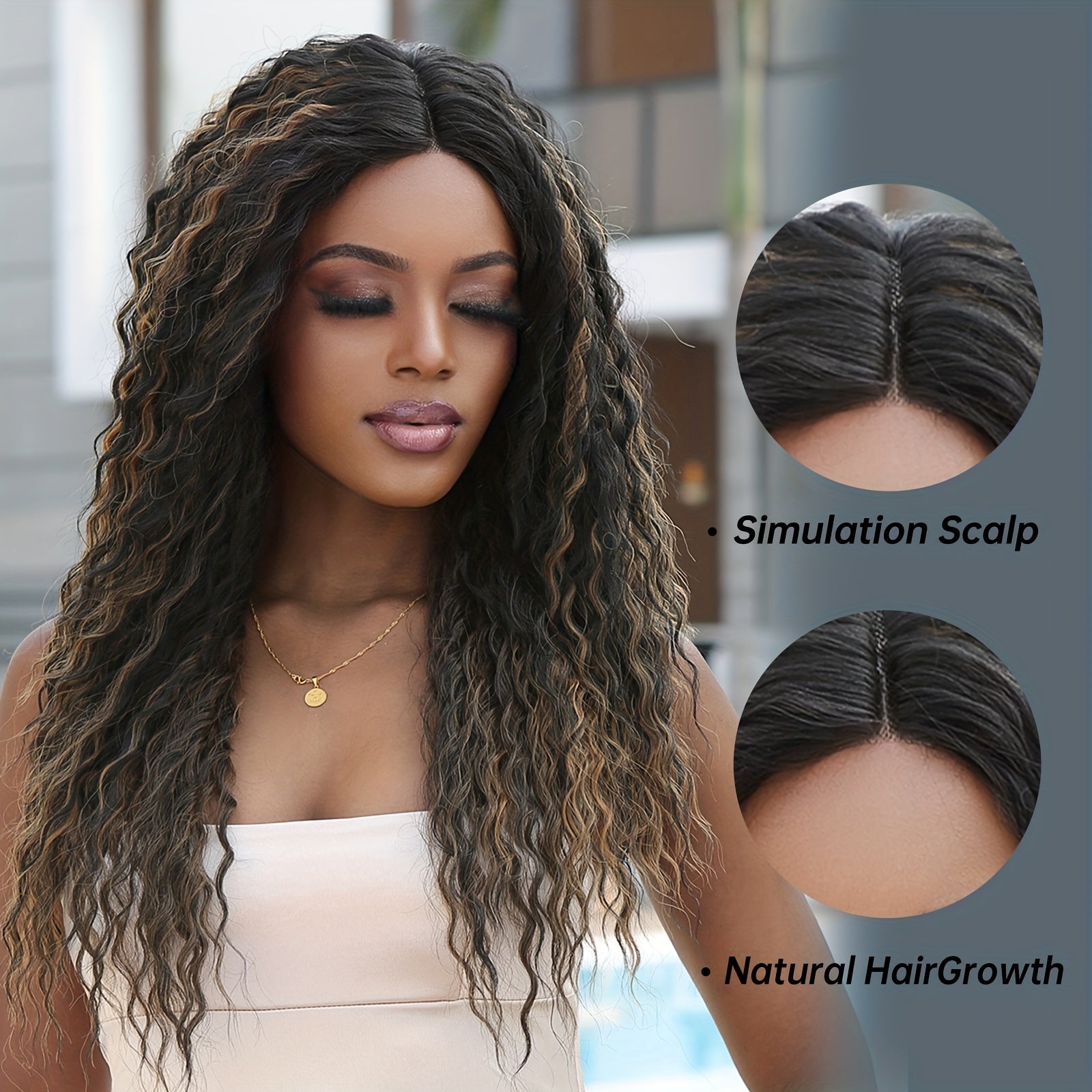 60 96 Cm Long Curly Wavy Lace Front Synthetic Fiber Hair Wigs For Women