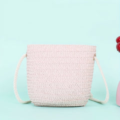 Children Straw Woven Handbags Small Purse Wallet Mini Shoulder Bags