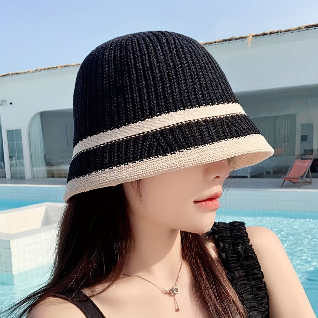 Crochet Bucket Hats Block Sun Hat for Women