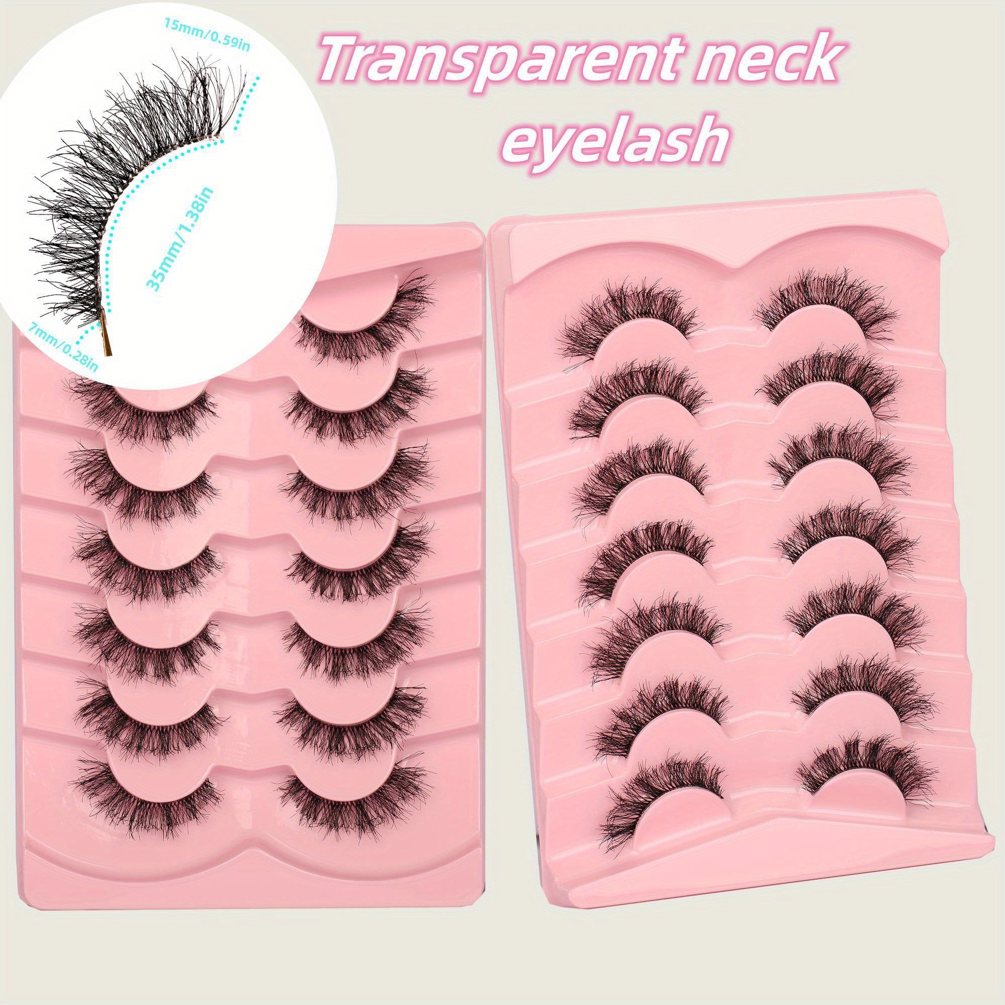 7 Pairs Natural Look Cat Eye Lashes Short Fluffy 3D Faux Mink Strip Lashes