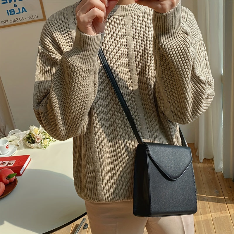 Men's Crossbody Square Bag PU Leather Shoulder Bag