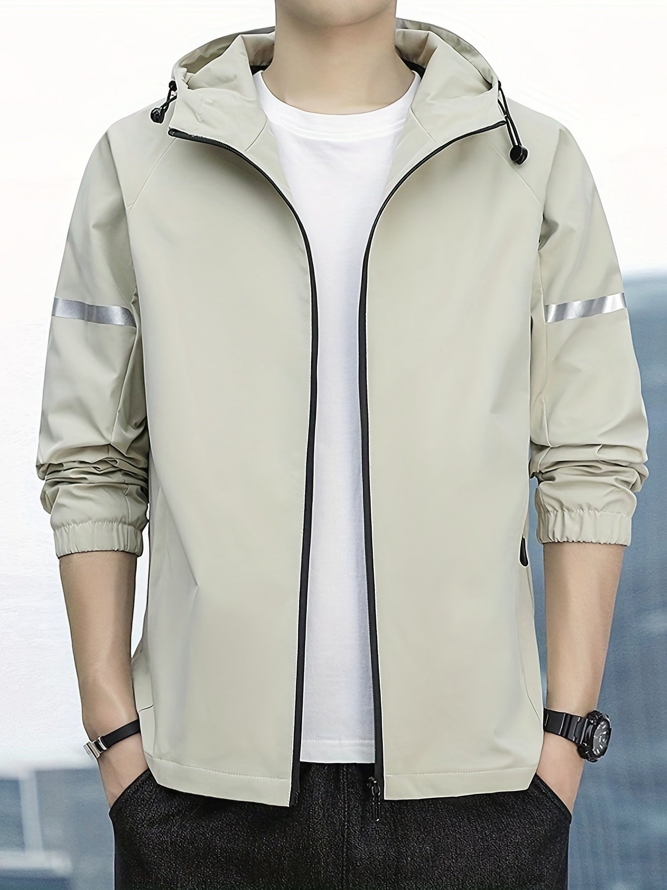 Men's Zip Up Hooded Jacket Windproof Hoodie