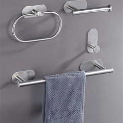 4pc Stainless Steel Bathroom Accessories Set Towel Bar Ring Holder Hooks