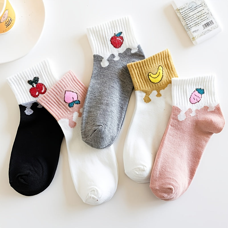 Cartoon Fruit Socks College Style Women's Stockings