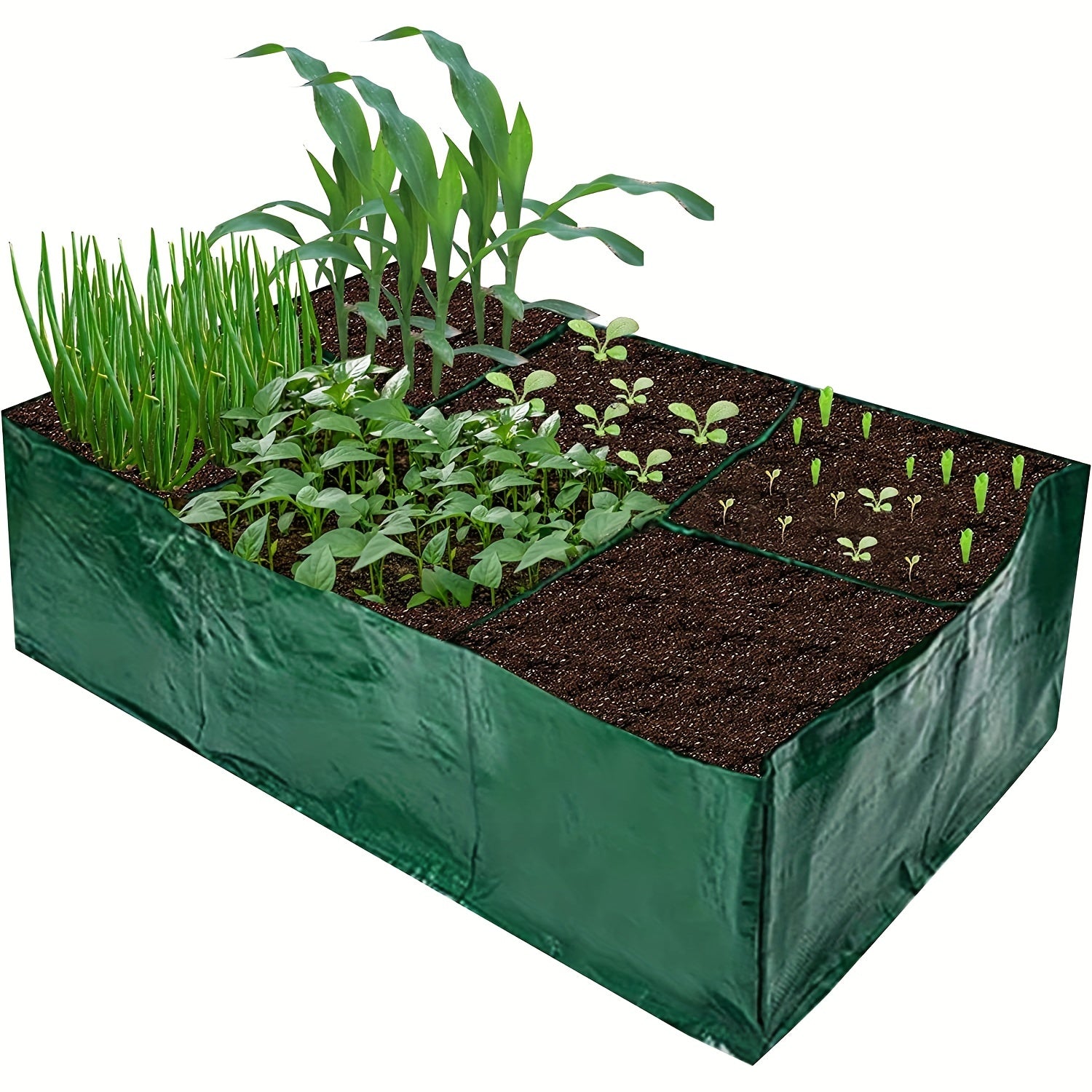 Fabric Raised Garden Bed with 6 Partition Grids PE Flowerpot