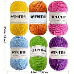 6 Large Acrylic Yarn Skeins Multicolor Soft for Knitting Crochet Crafts