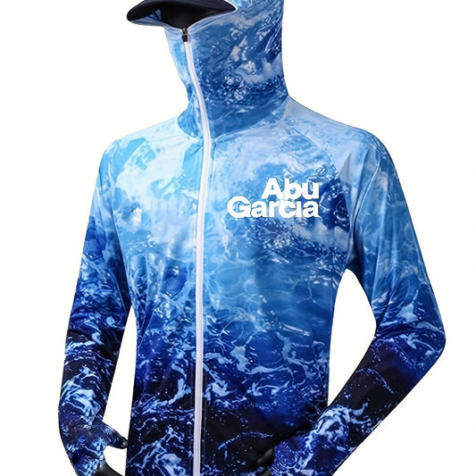 ABUGARCIA Men's UPF 50 Sun Protection Hooded Jacket Quick Dry Ocean Pattern