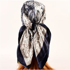 Paisley Print Bandana Silk Hijab Vintage Neckerchief for Women