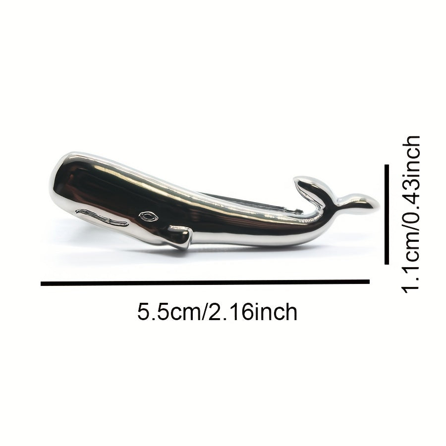Silver Whale Tie Clip for Men's Wedding Business