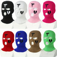 Embroidered Knitted Ski Mask Balaclava Hat