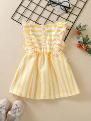 Baby Girls Striped Sleeveless Dress With Bow