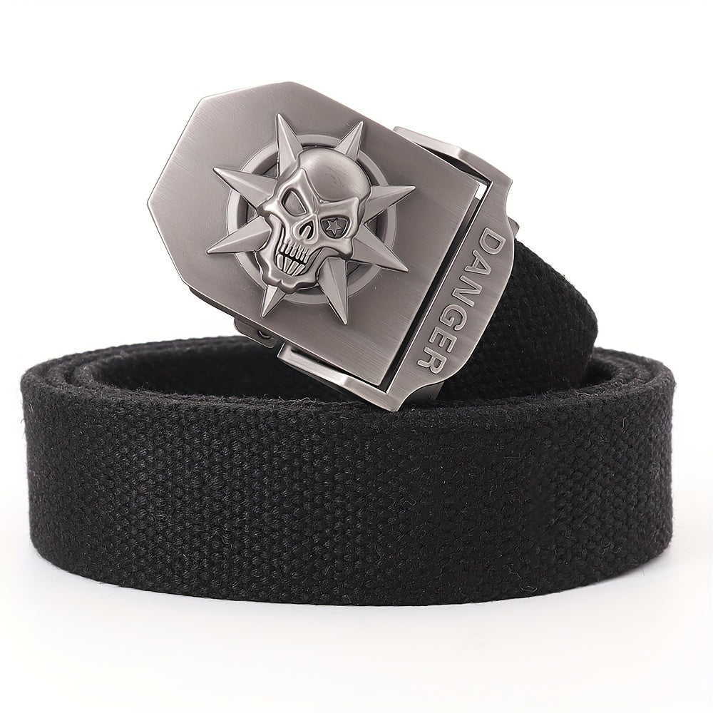Skull Pattern Tactical Belt with Alloy Buckle