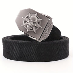 Skull Pattern Tactical Belt with Alloy Buckle