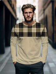 Men's Plaid Long Sleeve Tee for Autumn