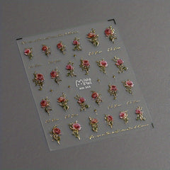 5D Embossed Rose Flower Nail Sticker Decals